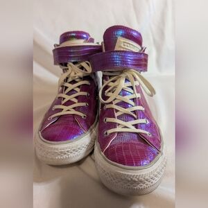 Converse Purple and White High-Top Sneakers